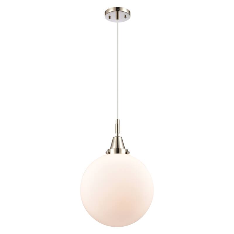 Innovations Lighting Downtown Urban - Caden Beacon - 1 Light 12" Cord Hung Mini Pendant - Polished Nickel/Matte White Shade