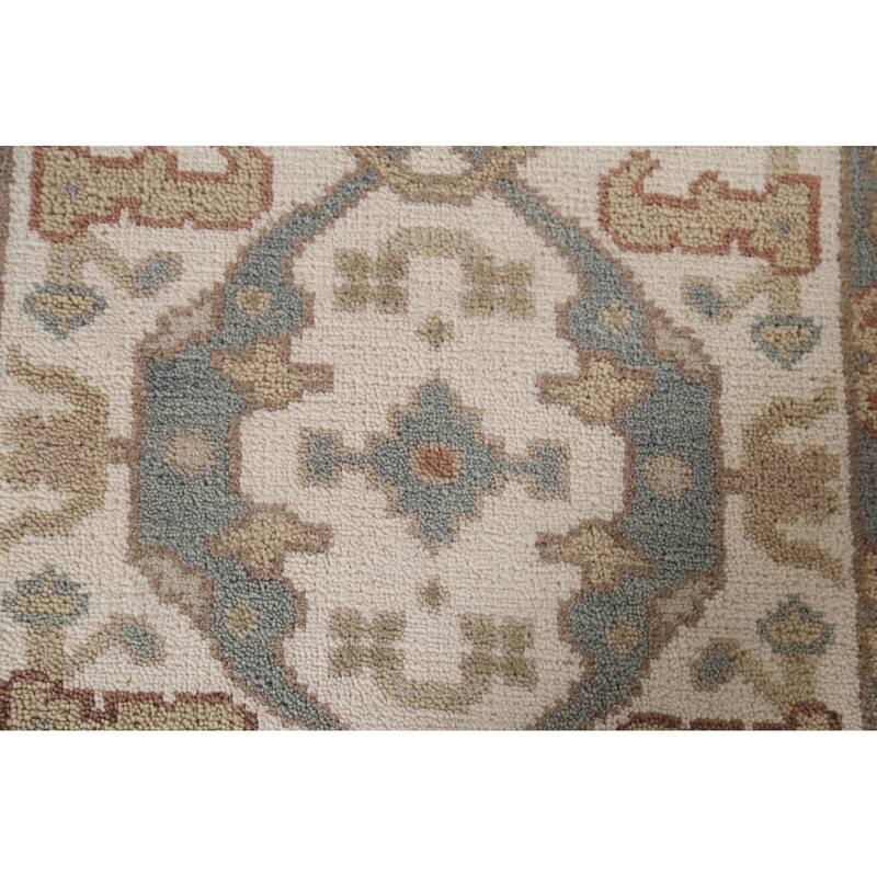 Ivory Oushak Oriental Runner Rug Handmade Wool Carpet - 2'6"x 9'10"