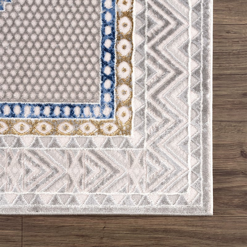 Abani Rugs Regal REG180A Blue Diamond Medallion Oriental Area Rug