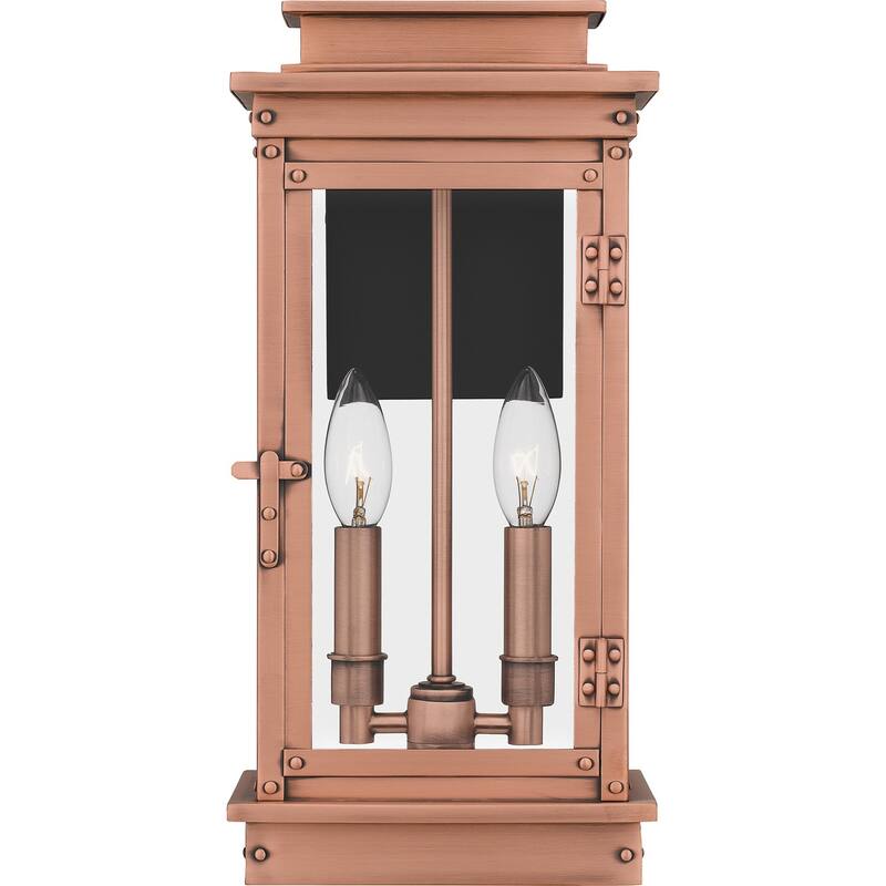Aged Copper Two Light Outdoor Wall Mount from the Noelle Collection