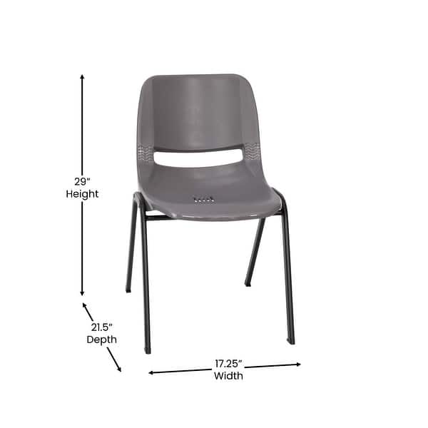 dimension image slide 1 of 2, Ergonomic Shell Stack Chair with 16'' Seat Height