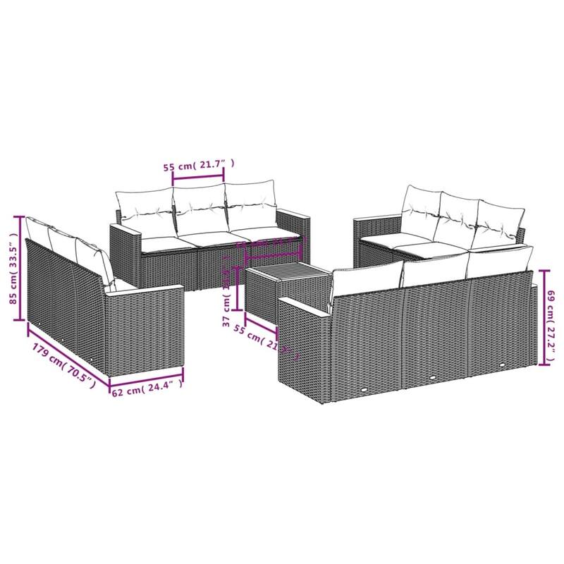vidaXL Garden Sofa Set Black