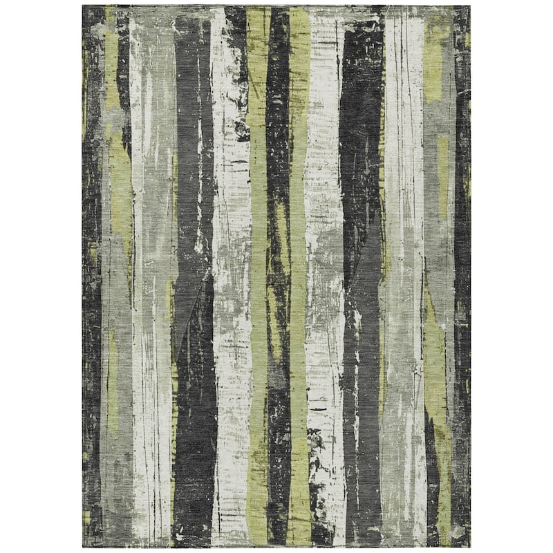 HomeRoots Striped Transitional Rectangle Outdoor Rug