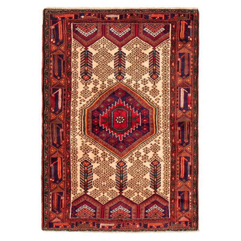 ECARPETGALLERY Hand-knotted Andelz Cream Wool Rug - 4'4 x 6'4 - Cream - 4'4 x 6'4