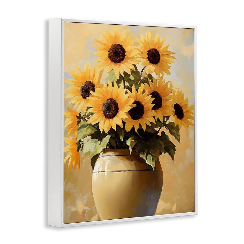Stupell Sunflower Pot Still Life Framed Giclee Art Design By Franklyn Gregory