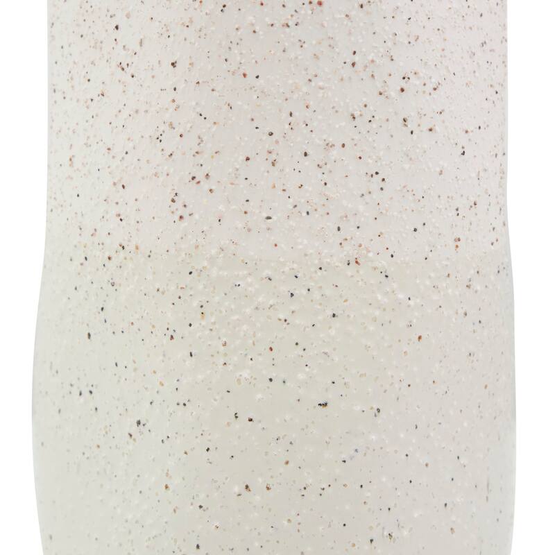 Cream Ceramic Abstract Wavy Vase with Textured Speckled Detailing