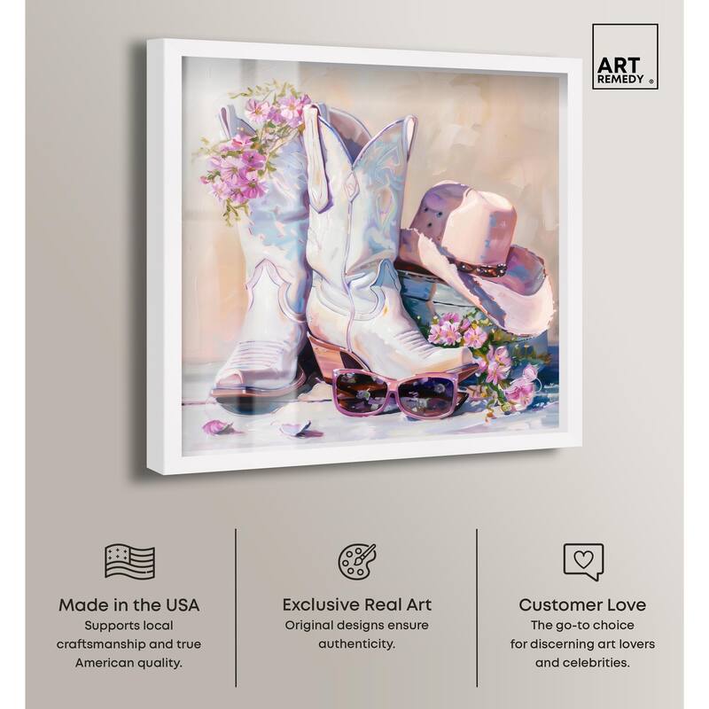 Spring Pink Cowboy Necessities Shadowbox by Art Remedy