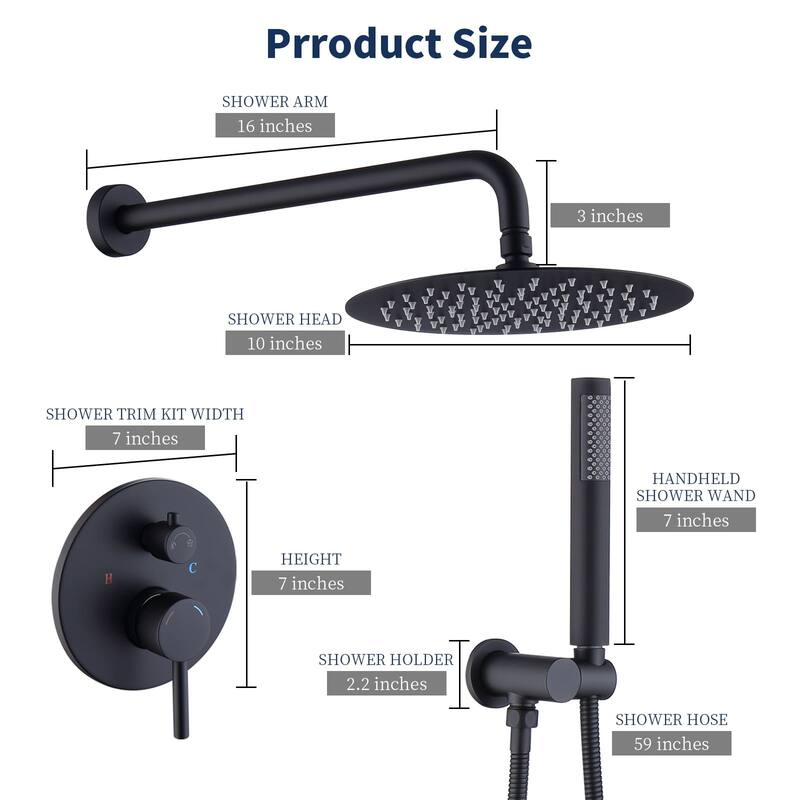 Wall Mounted Shower Faucet With Handheld Sprayer 10 Inch Shower Head Combo Set Modern Rainfall Shower System With Hand Shower