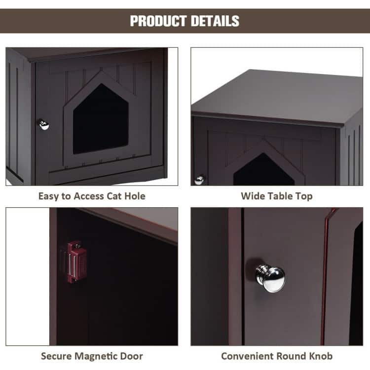 Stylish Cat House Nightstand with Magnetic Door for Easy Cleaning - 20" x 19.5" x 18.5" (L x W x H)