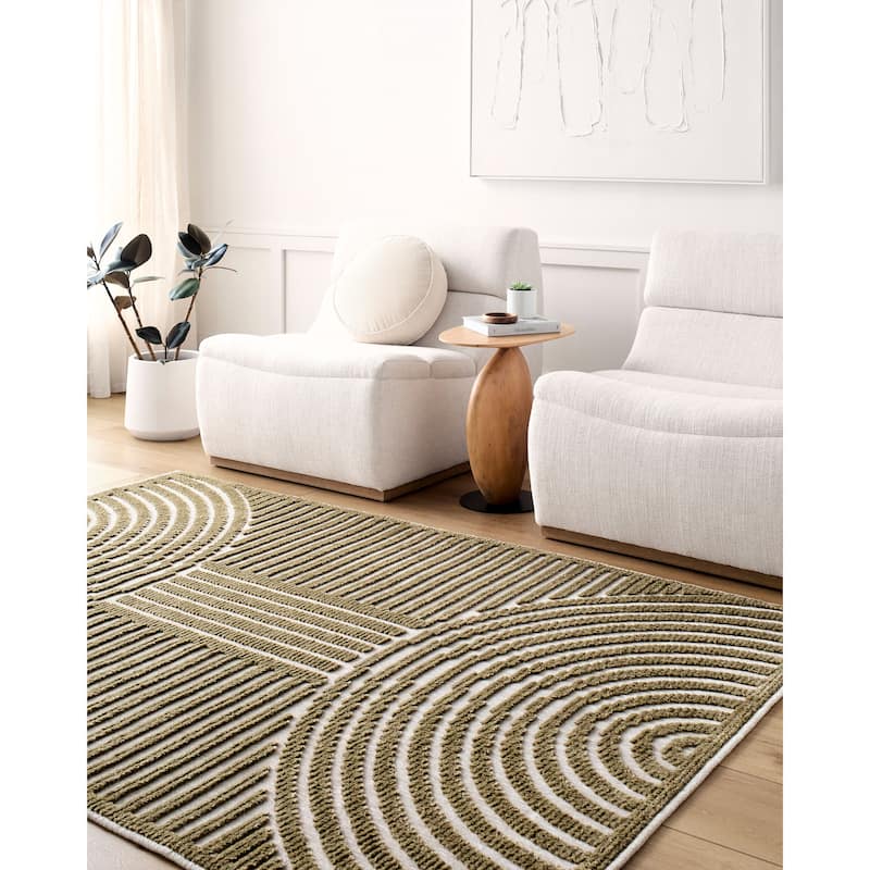 Livabliss Lyna Mod Stripe Machine Washable Area Rug