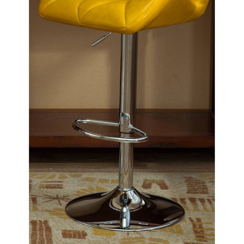 Contemporary Tufted Adjustable Height Hidraulic Bar Stools, Set of 2