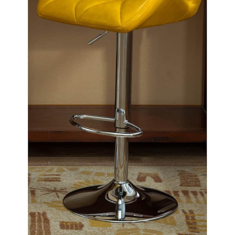 Roundhill Furniture Glasgow Height-adjustable Tufted Faux Leather Bar Stools (Set of 2)