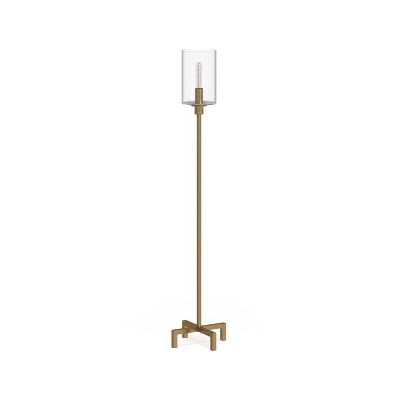 Pantheo Industrial Farmhouse Metal Floor Lamp with Seeded Glass Shade