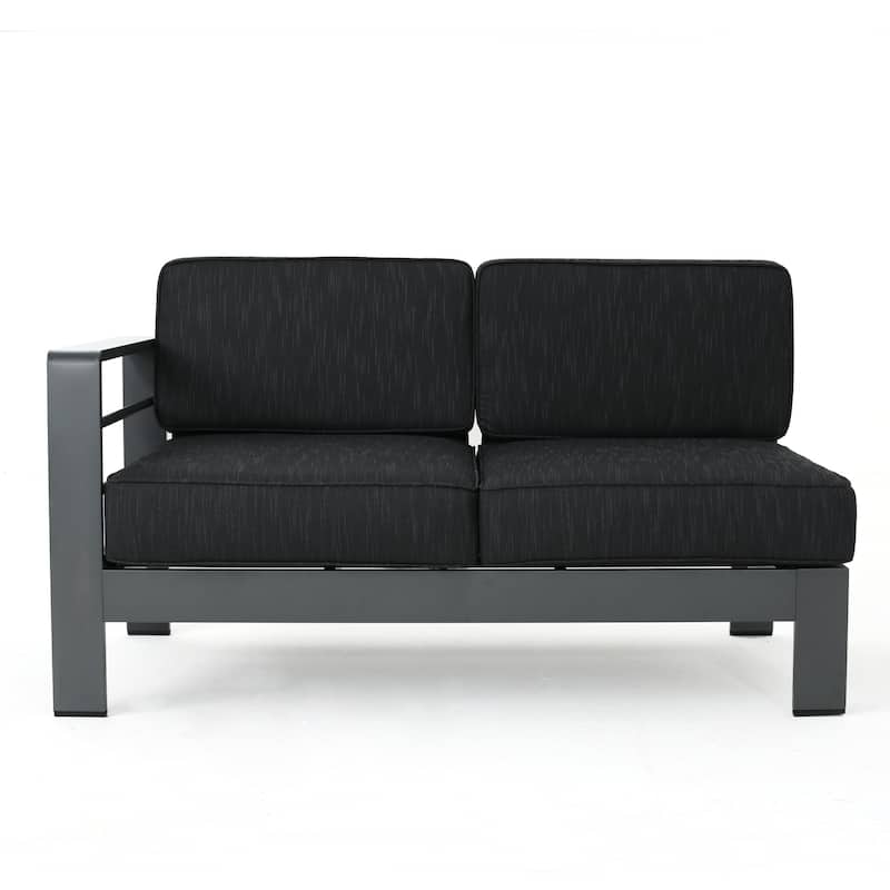 Cape Coral Aluminum Outdoor Sectional Sofa Set with Fire Table by Christopher Knight Home