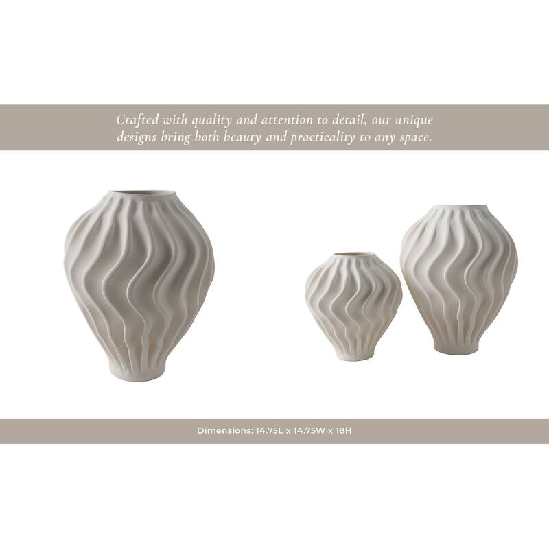 Porcelain Sculptural Vase with Textured Wave Design Modern Form
