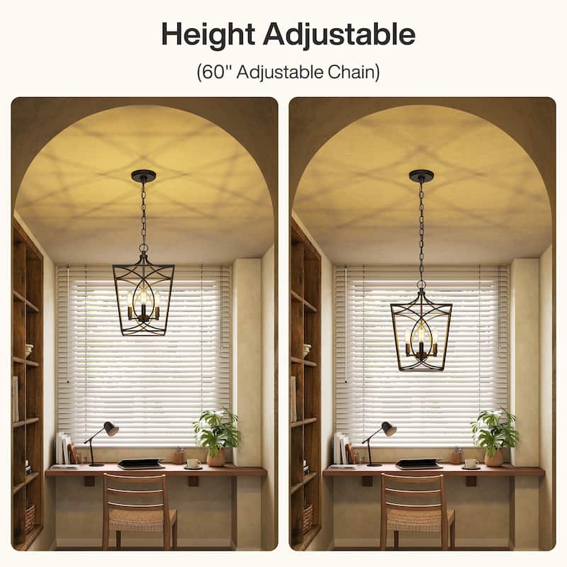 Modern Geometric Metal Pendant Light with Adjustable 60" Chain