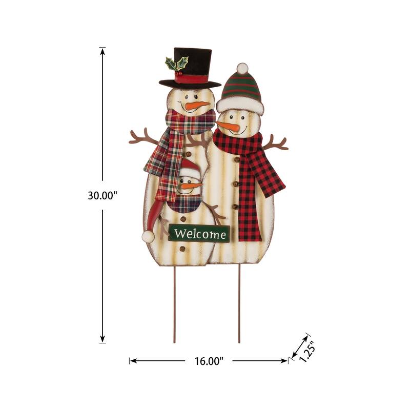 Glitzhome Metal Christmas Snowman Nutcracker Gnome Family Yard Stakes Wall Decor