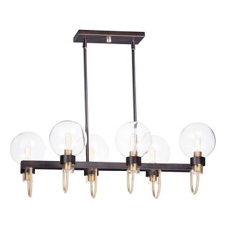 Bauhaus 6-Light Linear Chandelier - bronze / satin brass