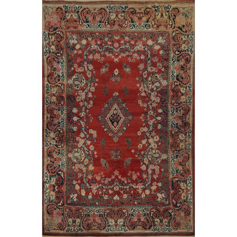 Hand Knotted Oriental 100% Wool Carpet Traditional Floral Red Mahal Area Rug - 11' 9'' X 8' 8''
