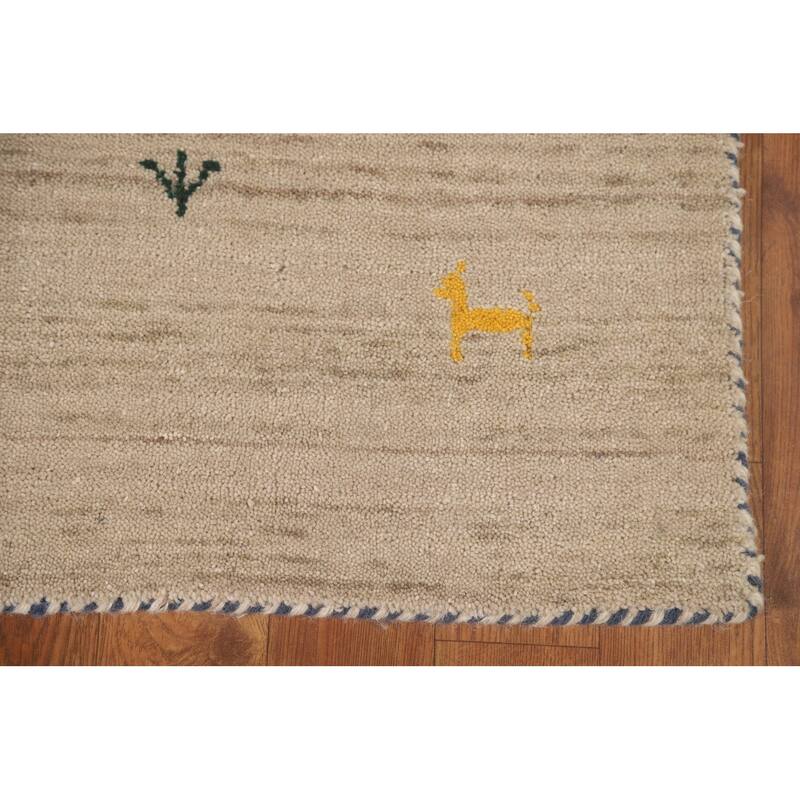 Gabbeh Accent Rug Hand-Knotted Contemporary Wool Carpet - 3'0" x 4'10"