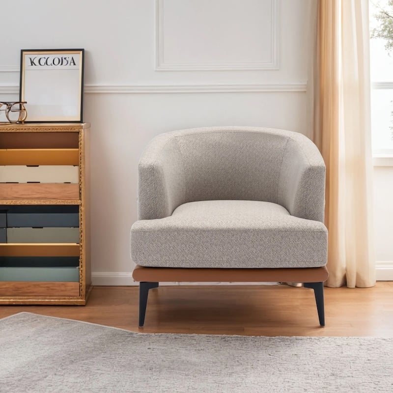 Modern Two-tone Barrel Fabric Chair,Upholstered Round Armchair,Accent Chair