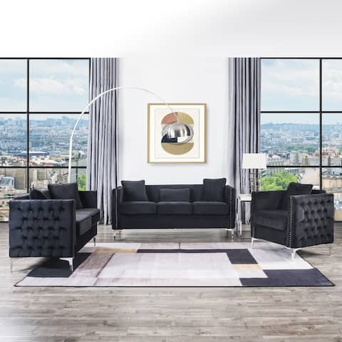 Bayberry Velvet Sofa Loveseat Chair Living Room Set