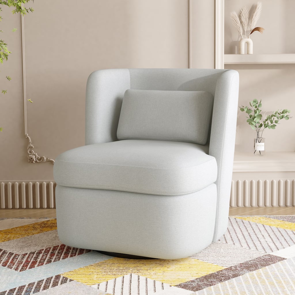 Boucle 360 degree Accent Swivel Barrel Chair