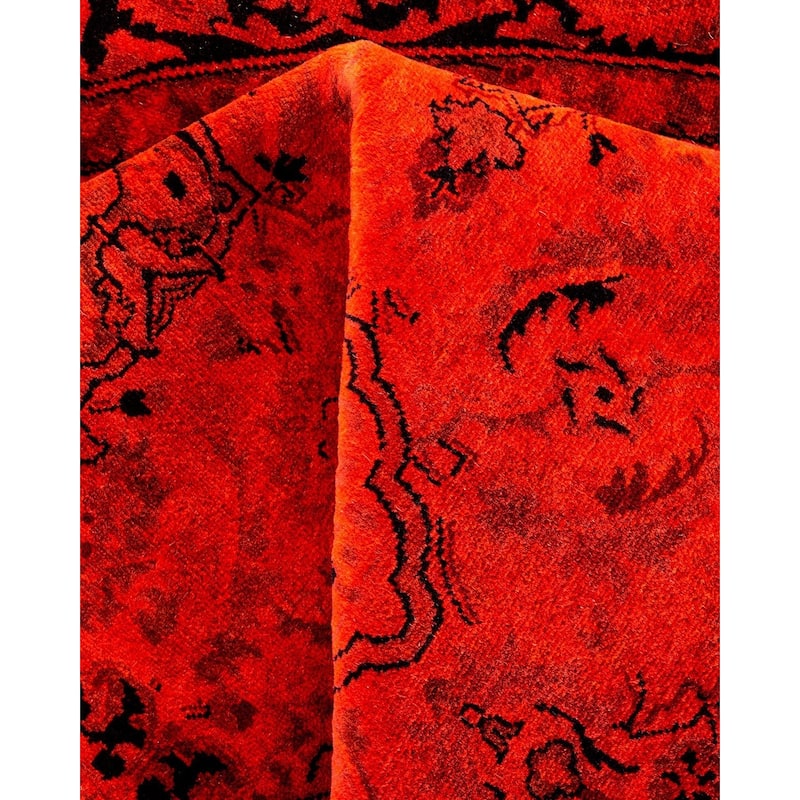 Overton Hand Knotted Wool Vintage Inspired Modern Contemporary Overdyed Red Square Area Rug - 5' 1" x 5' 1"