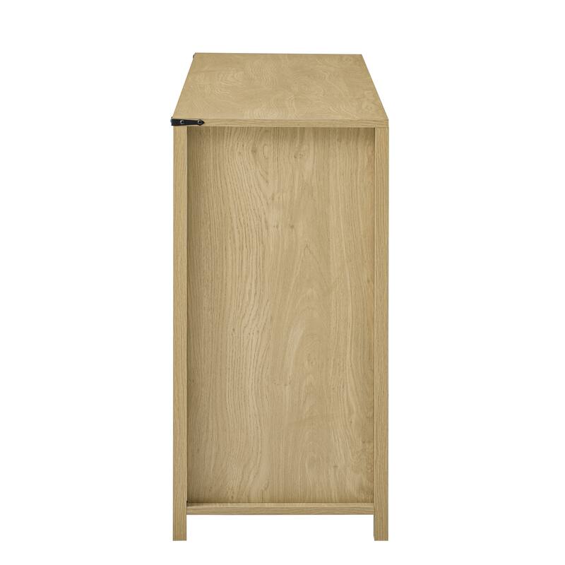 Buffet Cabinet with Sliding Barn Door and Mesh Panels, Open Storage