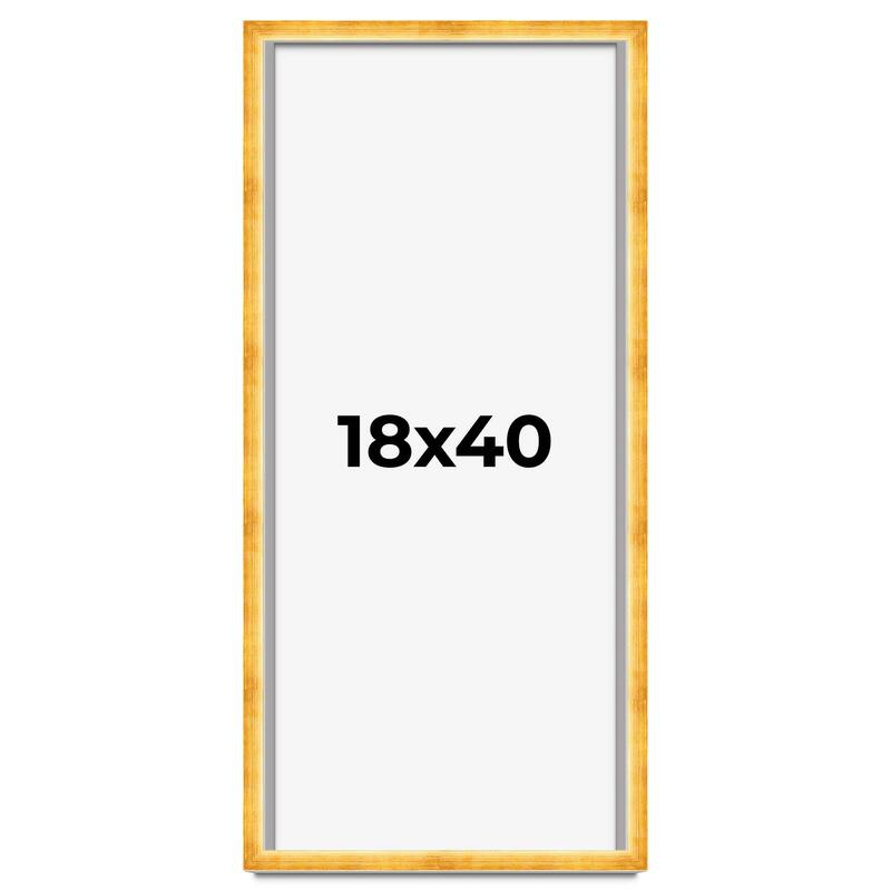 18x40 Shadow Box Frame Gold | 1.625 Inches Deep Real Wood Traditional