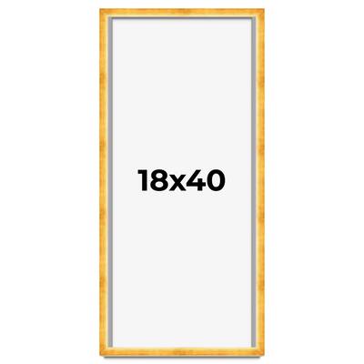 18x40 Shadow Box Frame Gold | 1.625 Inches Deep Real Wood Traditional