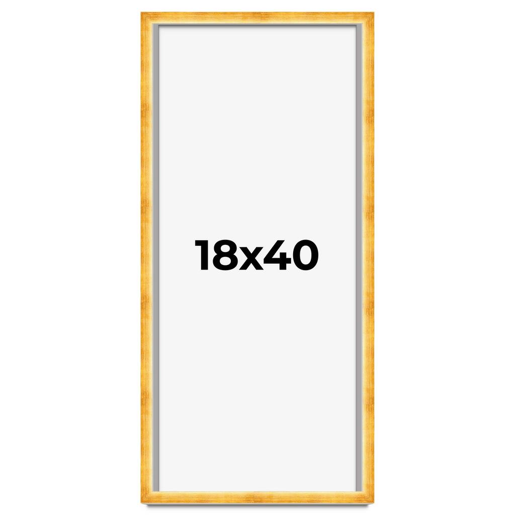 18x40 Shadow Box Frame Gold | 1.625 Inches Deep Real Wood Traditional