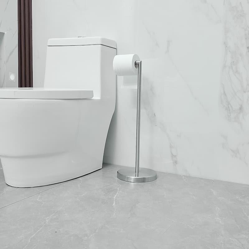Round Freestanding Toilet Paper Holder with Stainless Steel Base
