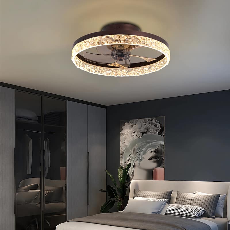 Modern Ceiling Fan Light with Adjustable Color Temperature and Remote Control, 6 Wind Speeds for Bedroom and Living Room