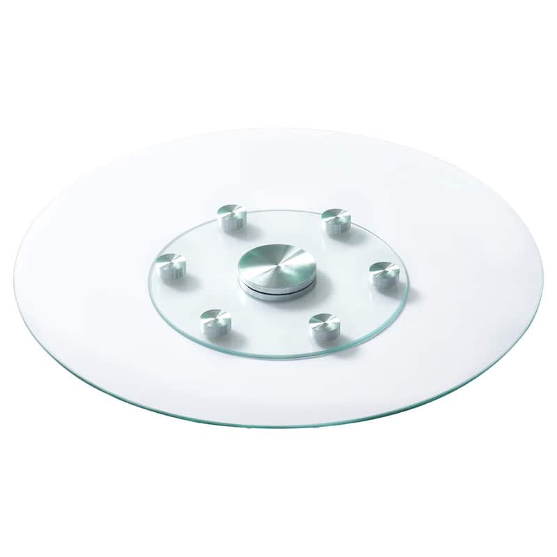 Clear Glass Round Lazy Susan Turntable with Rotation for Serving Table or Kitchen Use - 30 In