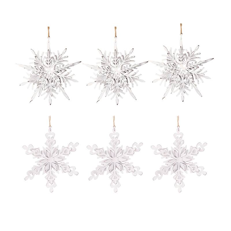 Set of 6 Iron Snowflake Hanger, Decorative Hanging Ball Christmas Tree Ornaments for Holiday Party Decorations