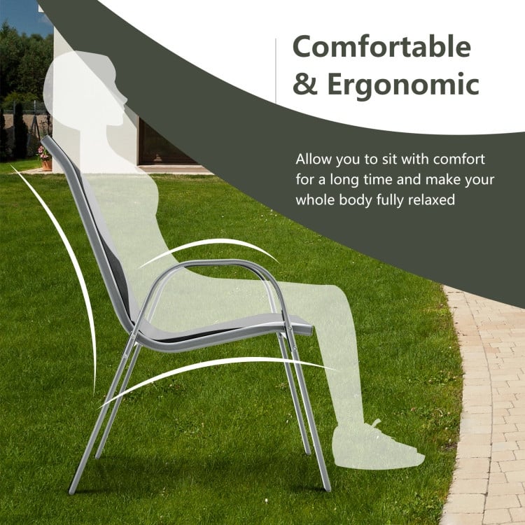 4 Pieces Stackable Patio Dining Chairs Set with Armrest - 29" x 21.5" x 35.5" (L x W x H)