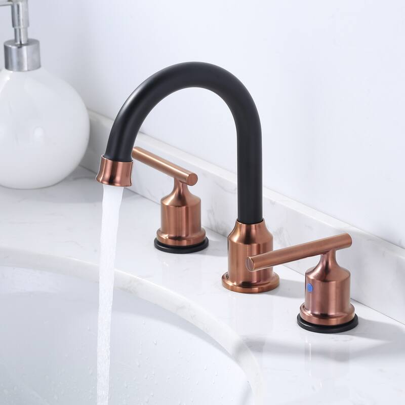 WOWOW 8 in. Widespread Double-Handle Bathroom Faucet with Drain Kit