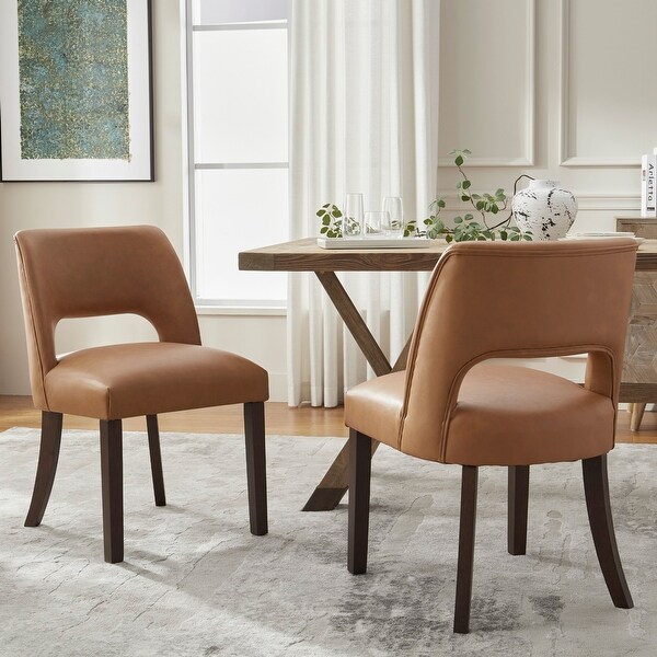 Modern Faux Leather Dining Chairs with Wood Legs - On Sale - Bed