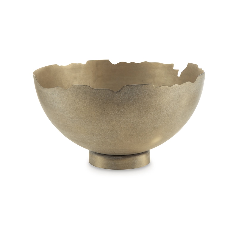 Signature Design by Ashley Maura Antique Gold Bowl - 14"W x 14"D x 8"H