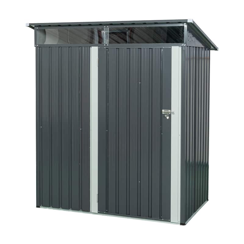 5FT x 3FT Outdoor Metal Storage Shed Transparent Plate - Grey