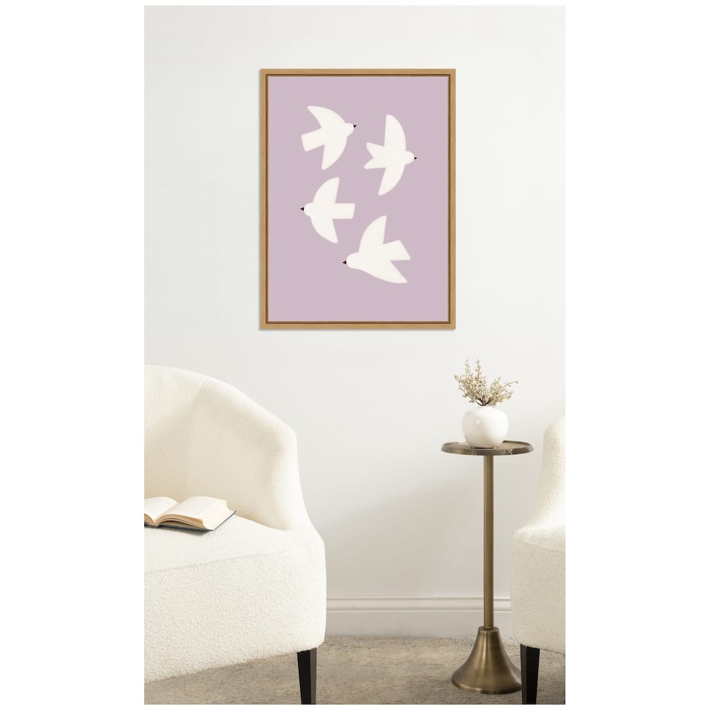 Kate and Laurel Minimalist Birds Poster 3 Purple by Laura Moss Framed Canvas Wall Art Print