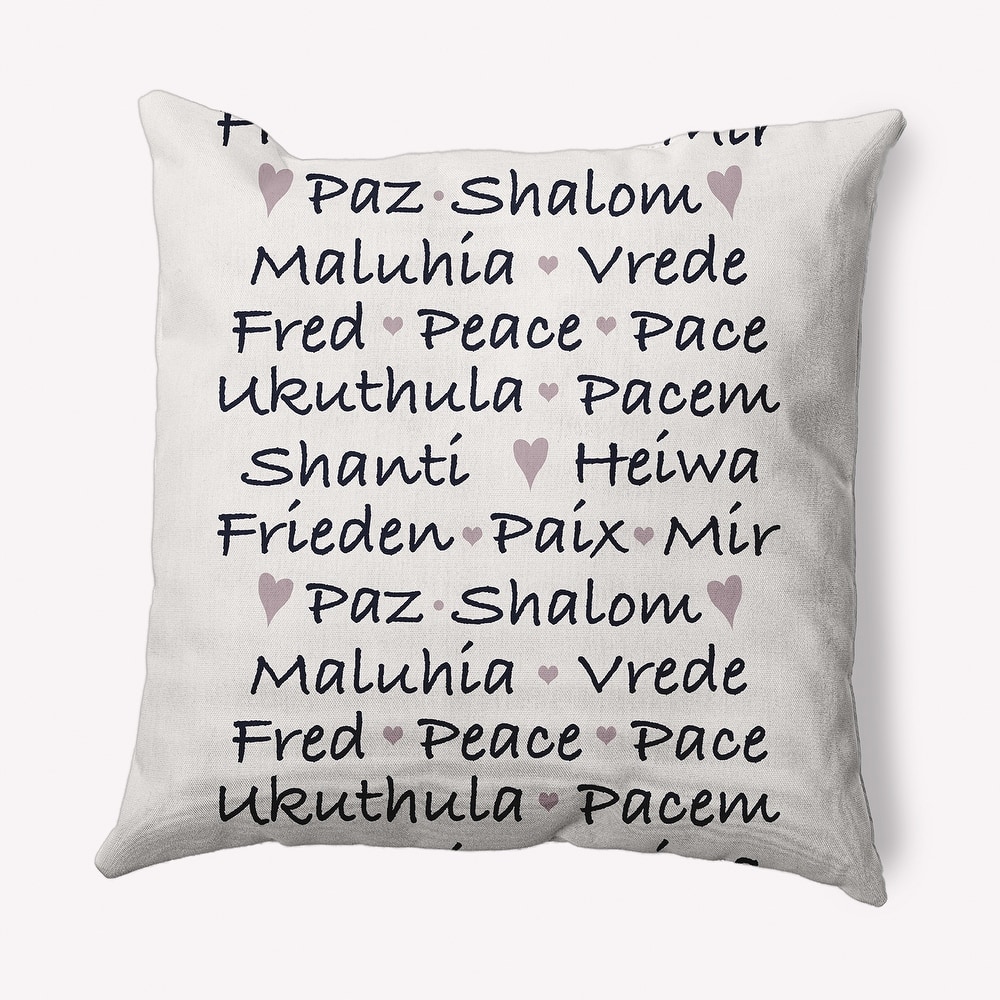 Words of Peace Christmas Soft Spun Polyester Decorative Throw Pillow
