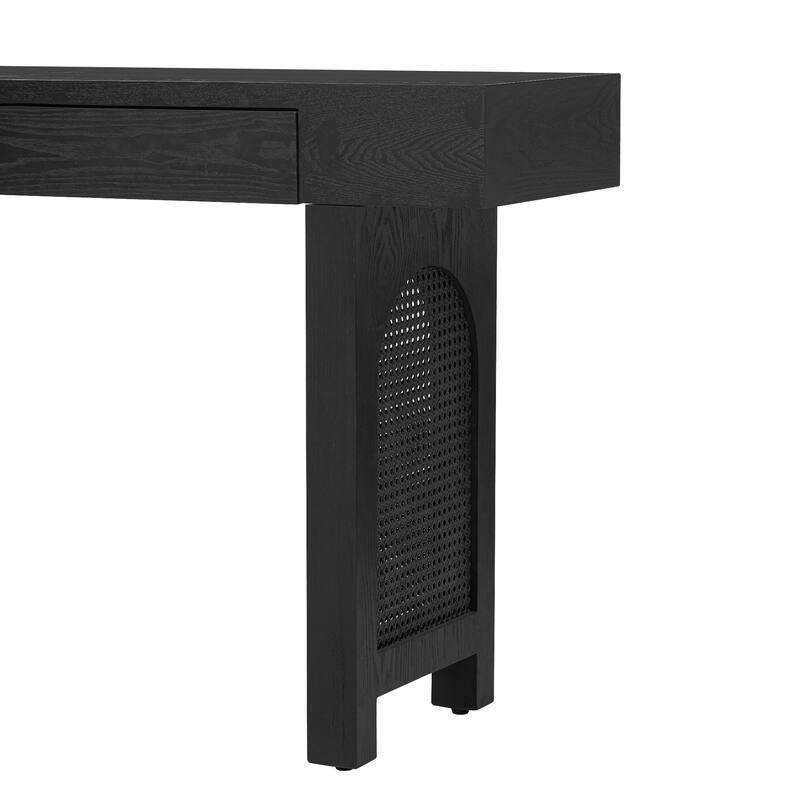 52 Inch 2 Drawers Console Table/Bar Table with Natural Wood Finish