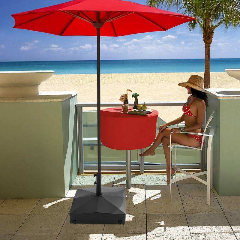 Fillable Mobile Umbrella Base Stand w Wheels for Patio Lawn Deck - 24"