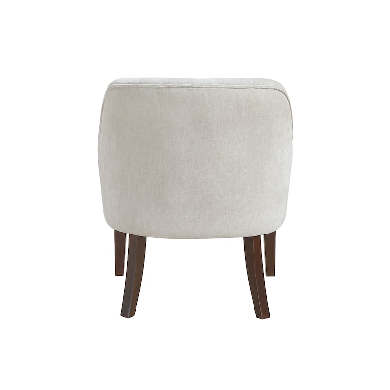 Beca Accent Armchair, Button Tufted Back, Sloped Arms, Beige Polyester