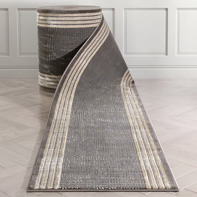 Custom Size Runner Fairmont Waylon Glam Solid & Striped Stair Rug