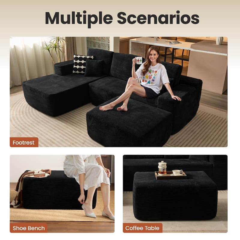 ​​OVIOS Lazy Chaise Lounge Sofa with Ottoman​