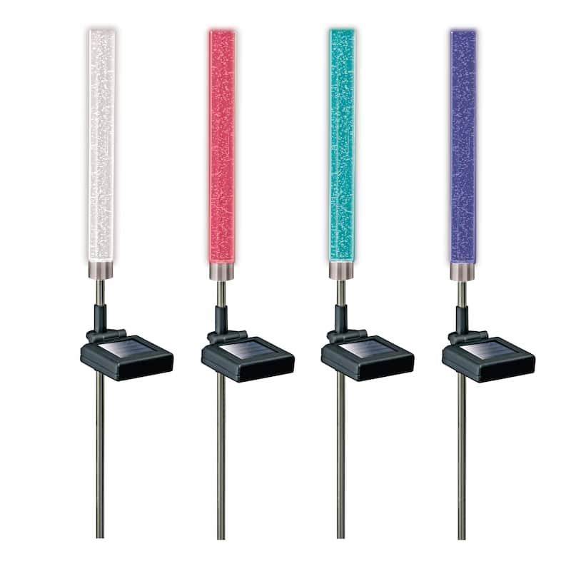 Bell + Howell Color Changing Solar Powered Glimmer Sticks for Gardens and Pathways - 4 Pack - White