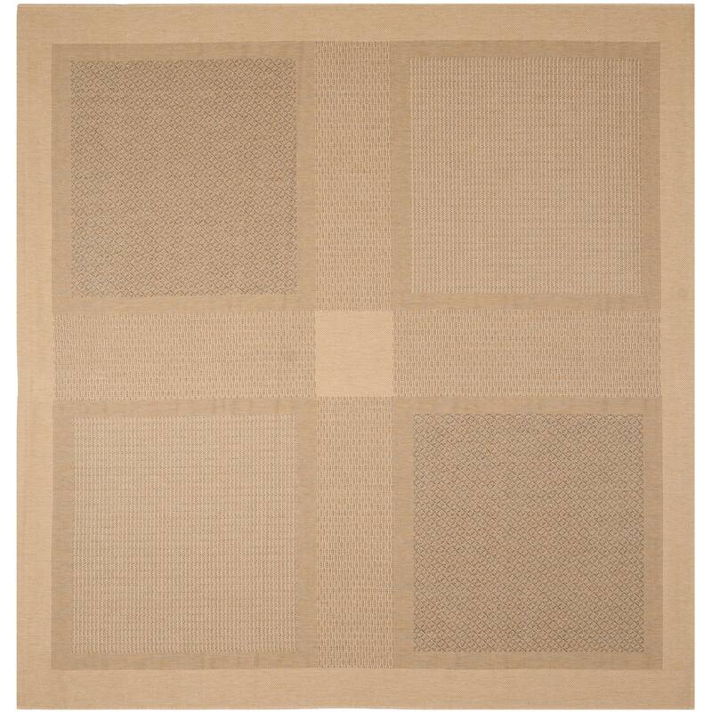 SAFAVIEH Courtyard Shirlee Indoor/ Outdoor Waterproof Patio Backyard Rug - 7'1 x 7'1 Square - Natural/Brown